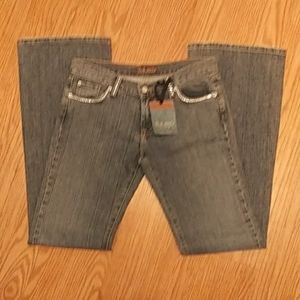Flesh Jeans Women's Sz 27 ×33" Blue Denim Jeans w Clear Stones on Pockets